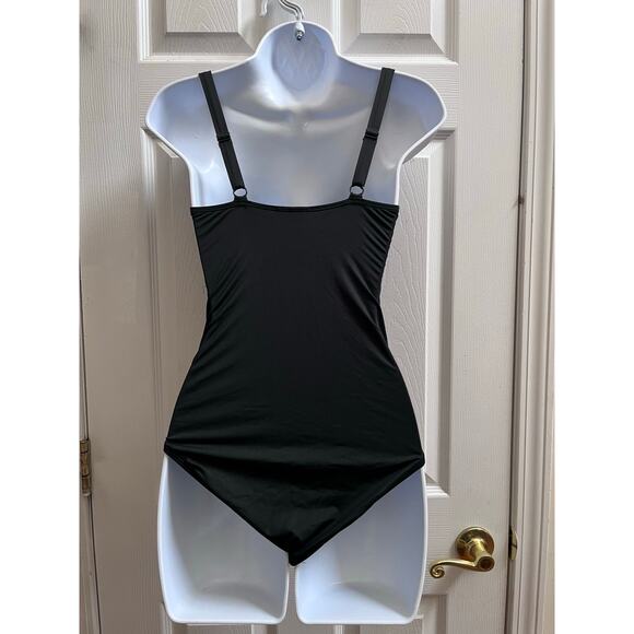 NWT Nip Tuck Swimwear Must Haves Black Ruched One Piece Swimsuit Size 4 - Picture 7 of 14